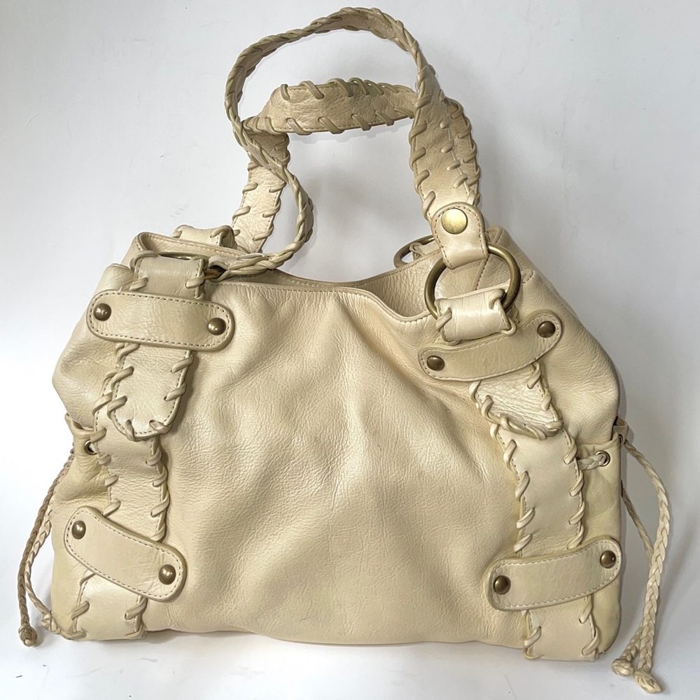 Kooba leather shoulder bag - crème with brass trim
